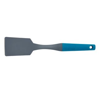 Taste of Home nylon kitchen turner with a charcoal gray head and sea green handle on white background