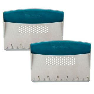 2 pack Taste of Home Metal Bench Scrapers with Sea Green handles